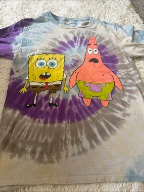 Nickelodeon SpongeBob & Patrick Tie-Dye Tee - Purple, Gray, Yellow, Pink